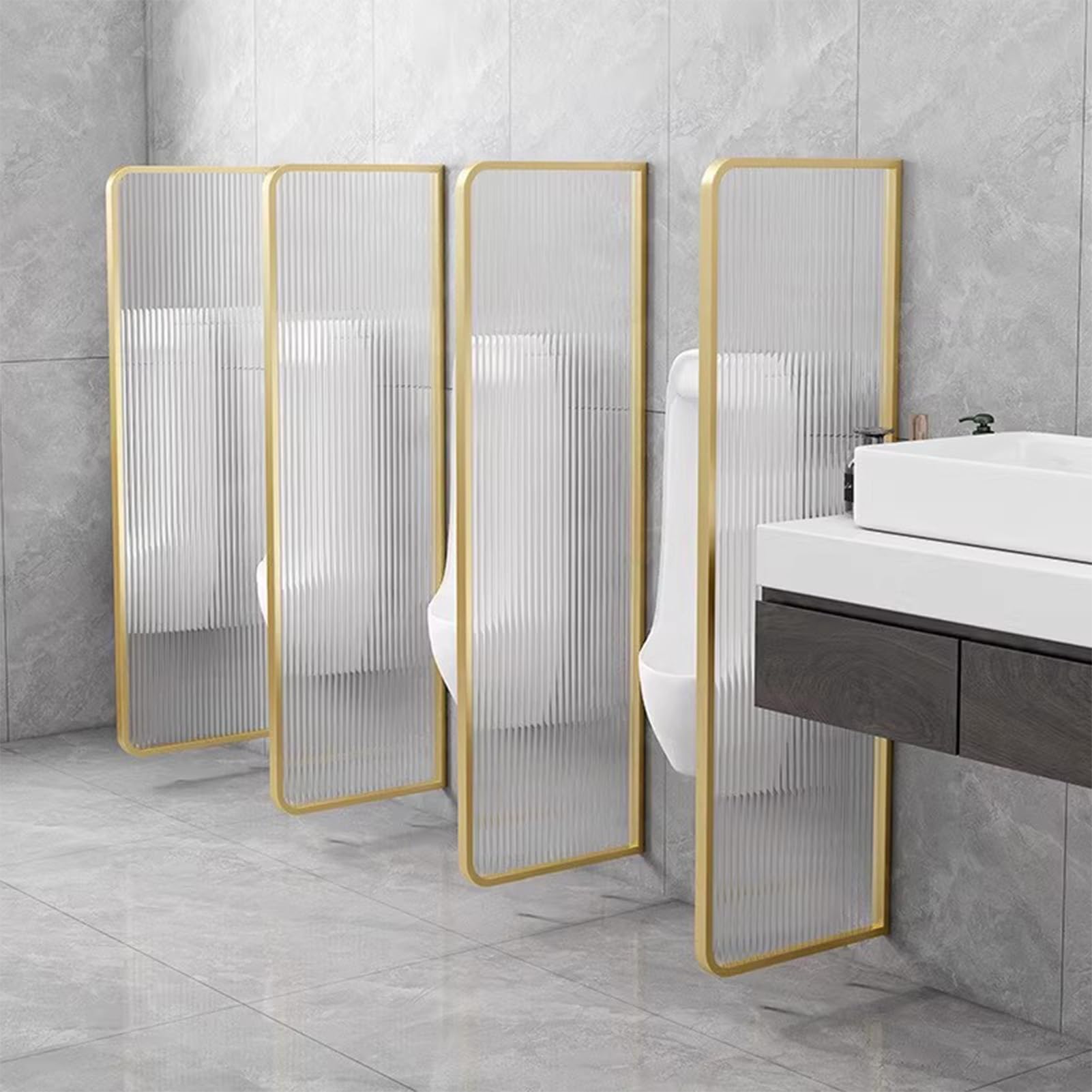 Cloison d'urinoir en verre trempé ChangHong pour toilettes d'hommes