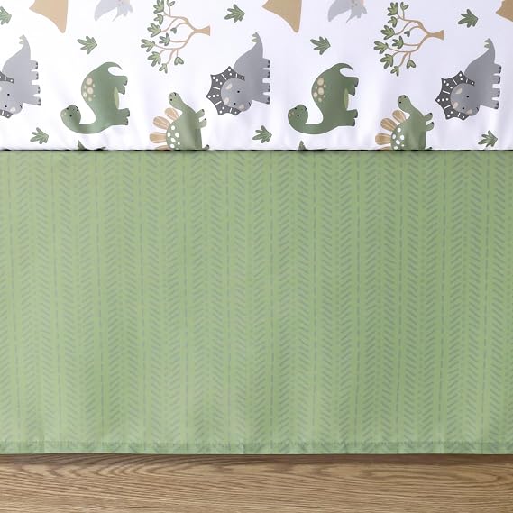The Peanutshell 3 Piece Baby Crib Bedding Set for Boys - Newborn, Infant & Toddler Nursery Bed Set Decor with Fitted Crib Sheet, Dust Ruffle Comforter - Dinosaur Dreams