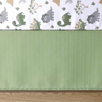 The Peanutshell 3 Piece Baby Crib Bedding Set for Boys - Newborn, Infant & Toddler Nursery Bed Set Decor with Fitted Crib Sheet, Dust Ruffle Comforter - Dinosaur Dreams