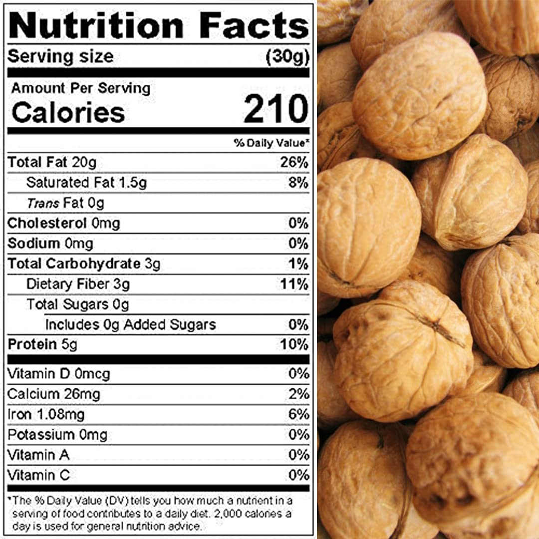Presto Sales Walnuts “Current New Crop" In Shell Huge Hartley Choice Nut, Grown in California - Packed in a 3 lbs (48 oz.) Resealable Pouch Bag - Low-Carb, High-Protein.