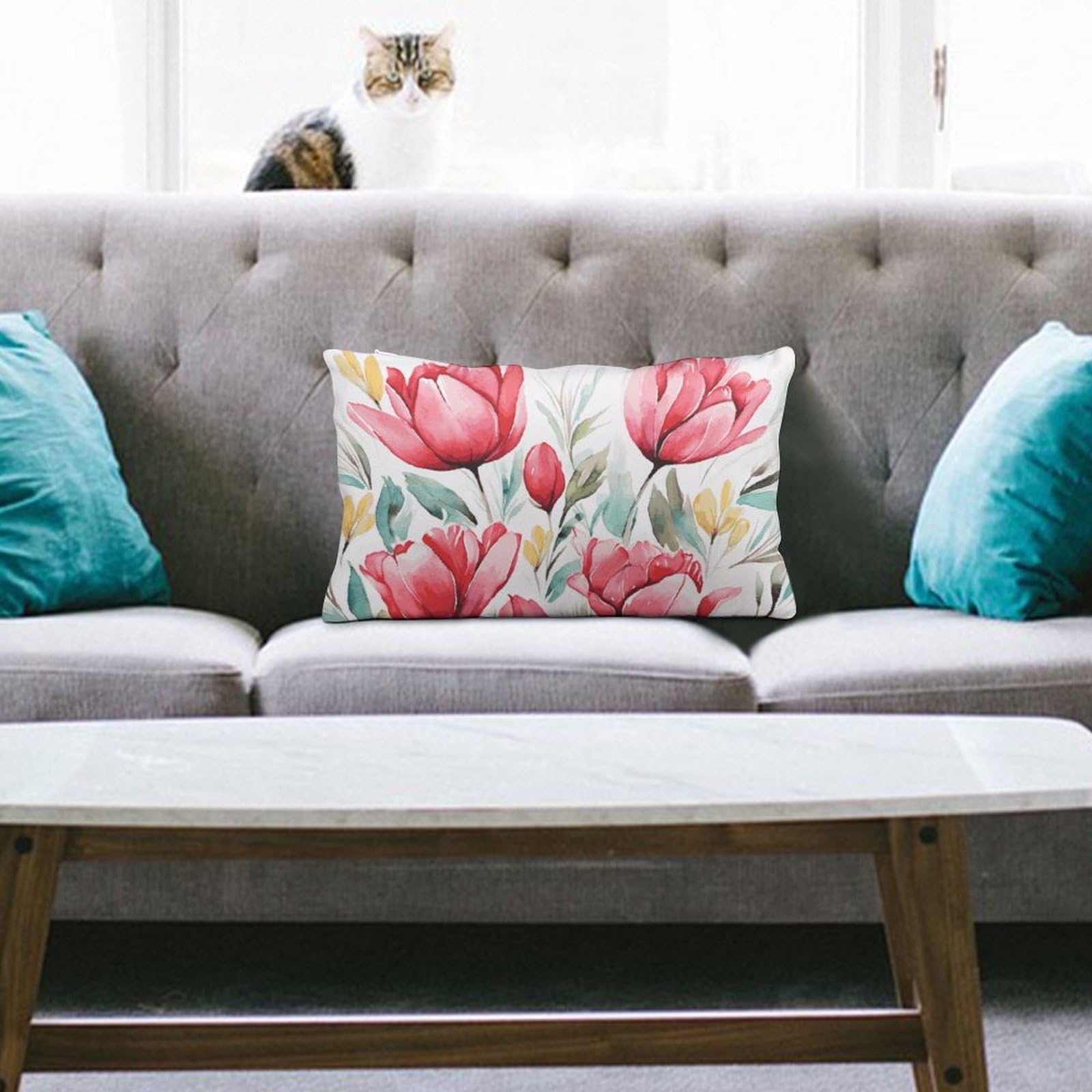 NTVOWPZO Decoration Throw Pillow Covers 8"x12" Pillowcases Covers Flower Soft Pillowcases Modern Farmhouse Home Decor Sofa Cushions Covers for Couch Bed Living Room