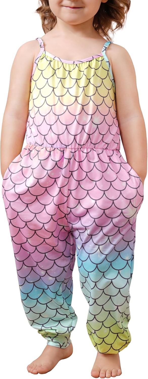 Ridge's Puddle Toddler Girls Romper - Cute Baby Summer Clothes Outfits Spaghetti Strap Sleeveless Jumpsuits with Pockets
