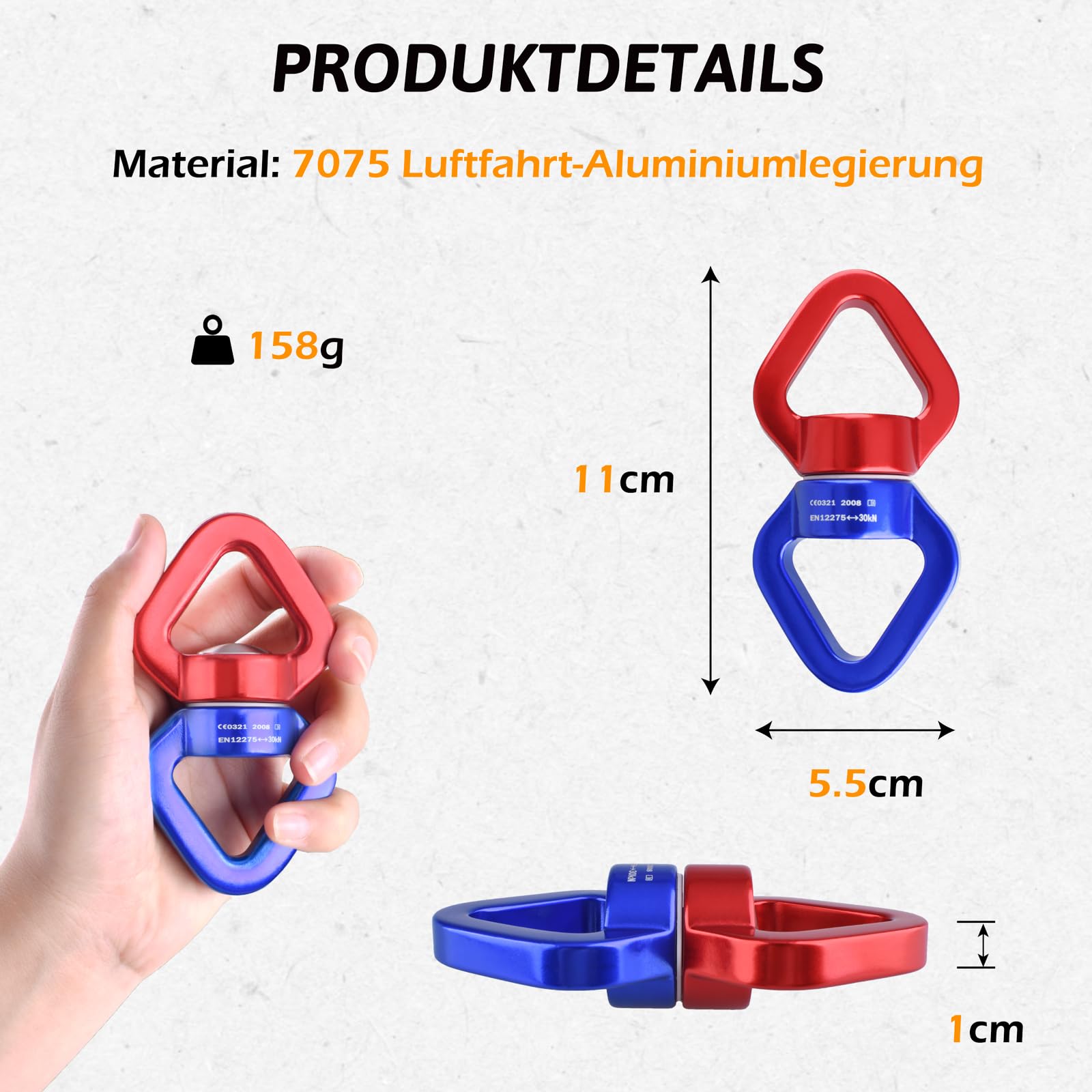 TRIWONDER 30kN 360 ° Rotator Swing Spinner Sicherheitsgerät, Rotationsgerät Karabiner für Klettern Hängematte
