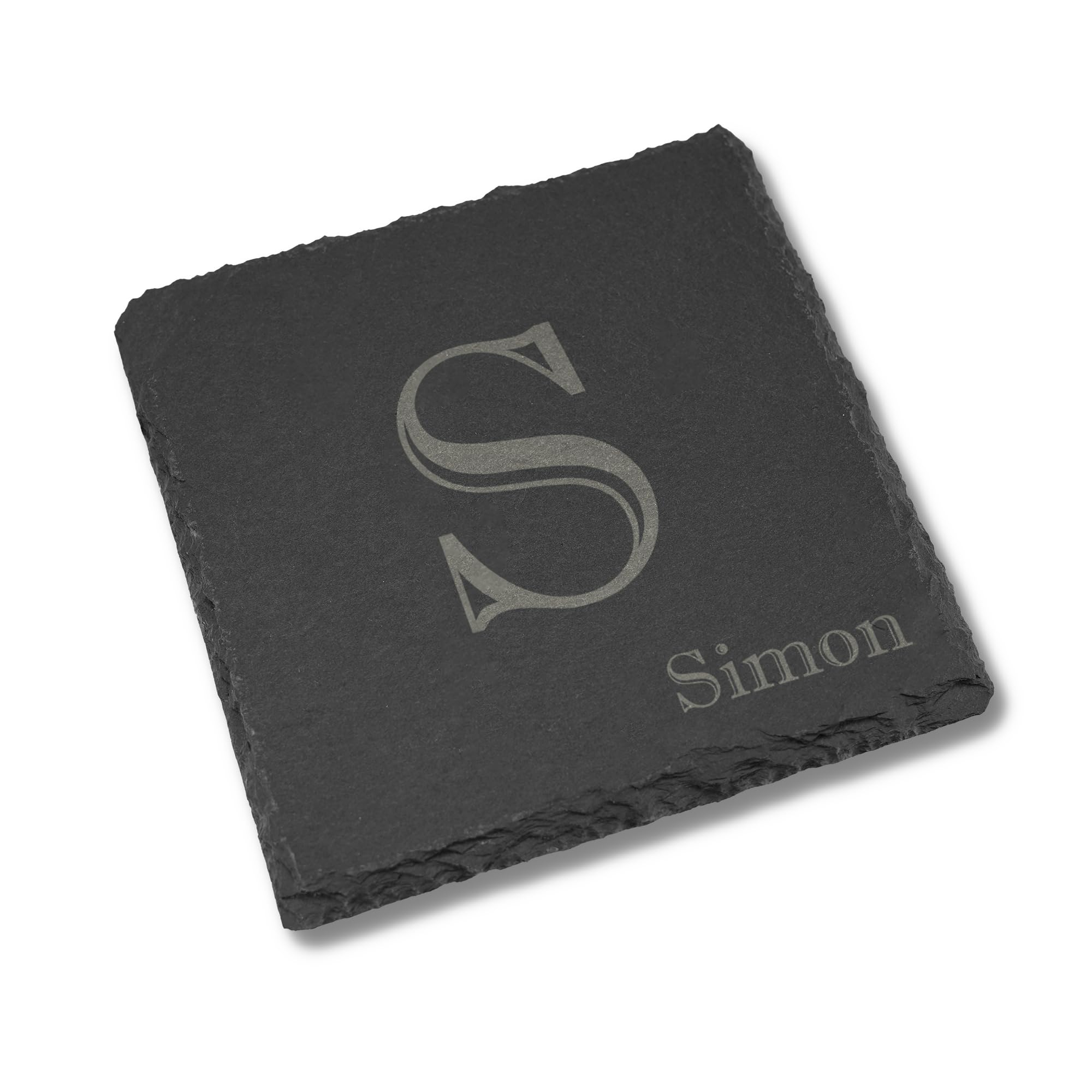 Slate Coaster Personalised Initial Letter & Name, Laser Engraved Gift, Shabby Chic, Wedding, Birthday, Anniversary, Christmas