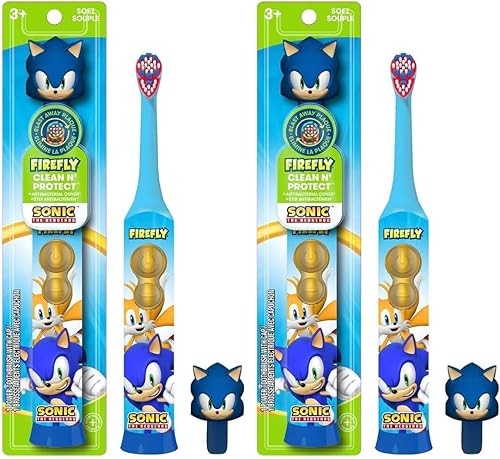 Miniatura 8 de FIREFLY Clean N' Protect, cepillo de dientes Sonic The Hedgehog con cubierta higiénica 3D, cerdas suaves de primera calidad, mango de agarre