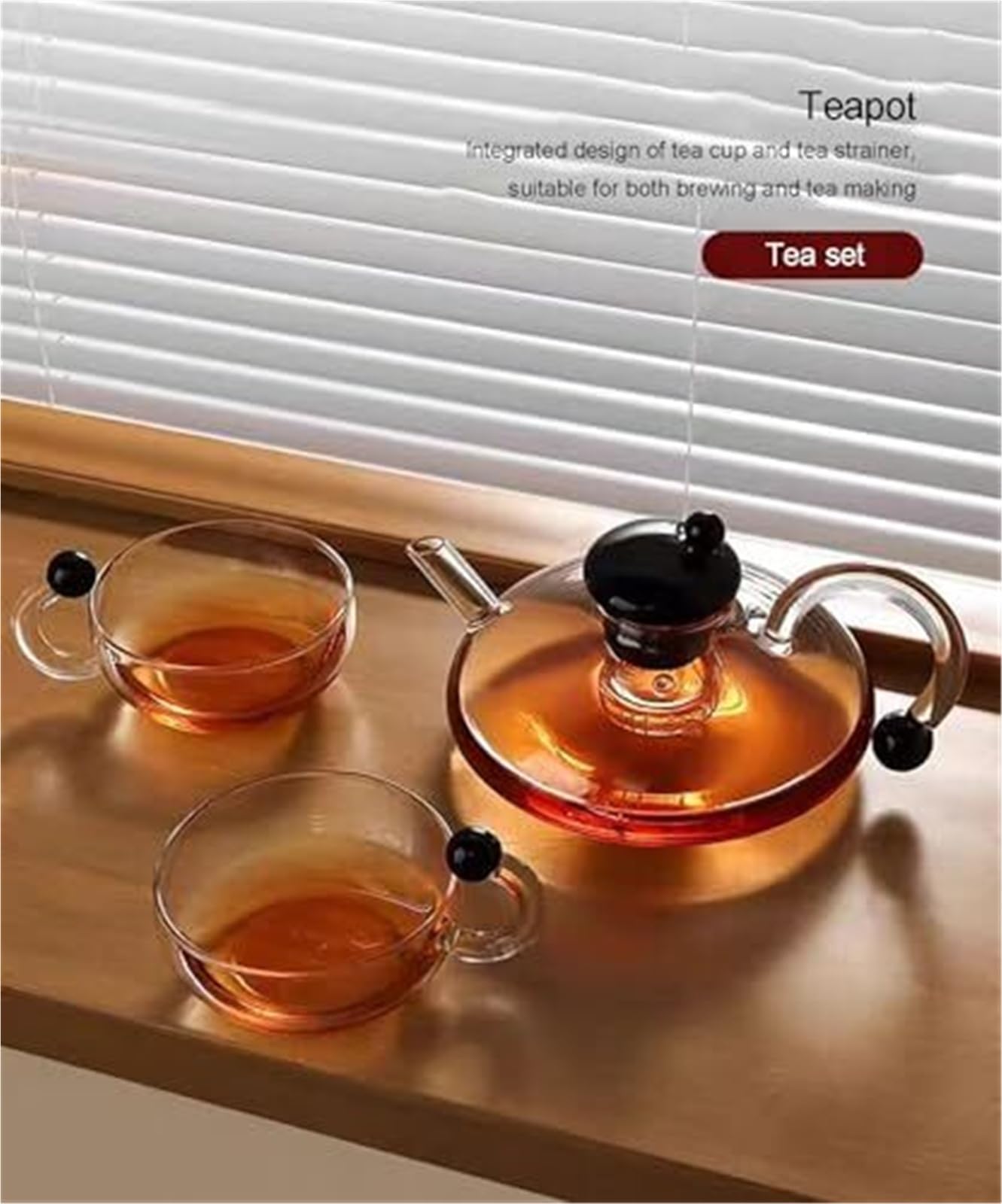 Zestaw czajnika elektrycznego ze szklanym czajnikiem i ceramiczną płytą grzewczą, 2 filiżanki, czajnik do herbaty liściastej(Clear,2 Cups)