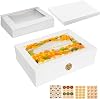 Aufind 6pcs Cake Boxes with Cake Board, 19x14x4.5 Inches White Bakery Boxes with Large Window for Quarter Sheet Cakes, Donuts, Cupcakes, Pastry & Pies