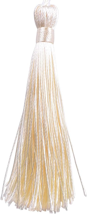 KONMAY 20pcs Silky Handmade Tiny(3.5'') Soft Craft Mini Tassels with Loops for Bookmarks Jewelry Making, Decoration DIY Projects (Cream)