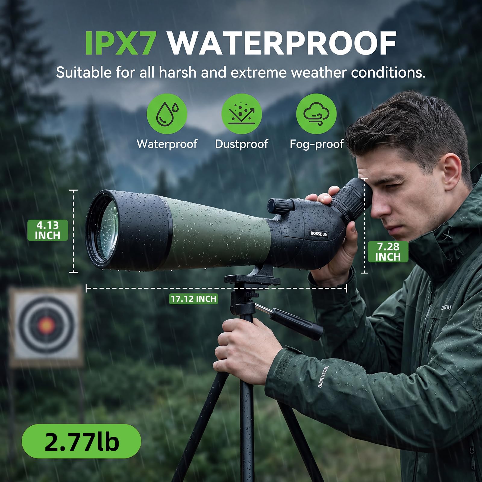 Actualisé 25-75X Longue Vue Puissante avec Adaptateur Téléphonique de Trépied et Sac de Transport - HD BAK4 Prisme FMC Lens pour Chasse, Le tir à la Cible et l'observation des Oiseaux (25-75X)