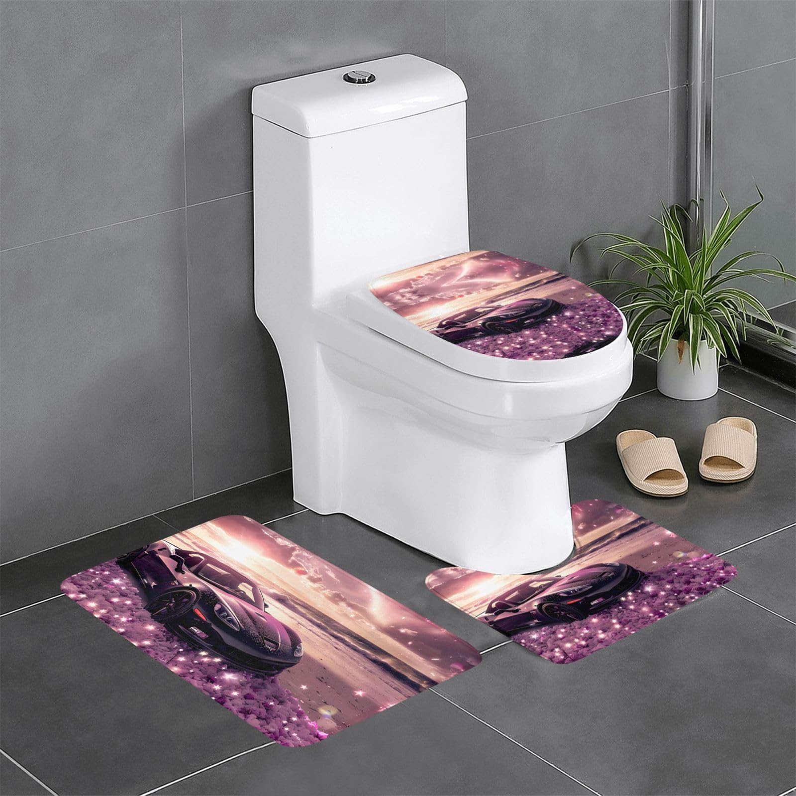 Tapis de salle de bain antidérapants faciles à nettoyer avec motif voiture de sport