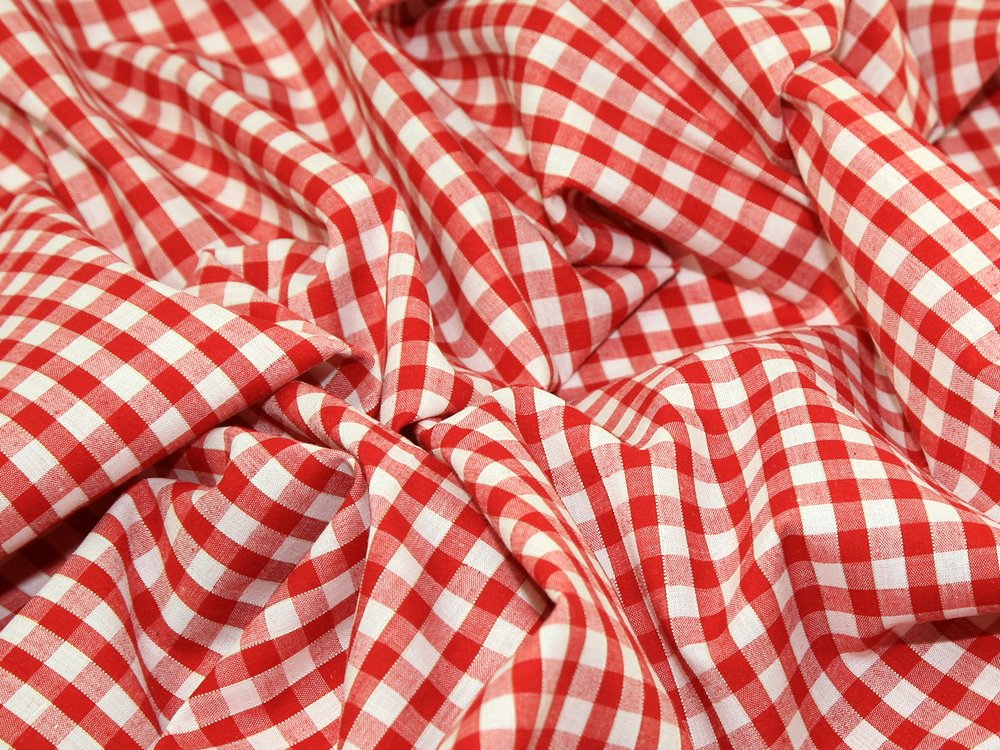 Prestige Fashion Red 45" Wide 1/4" Check Corded Gingham Dress Fabric - Per Metre