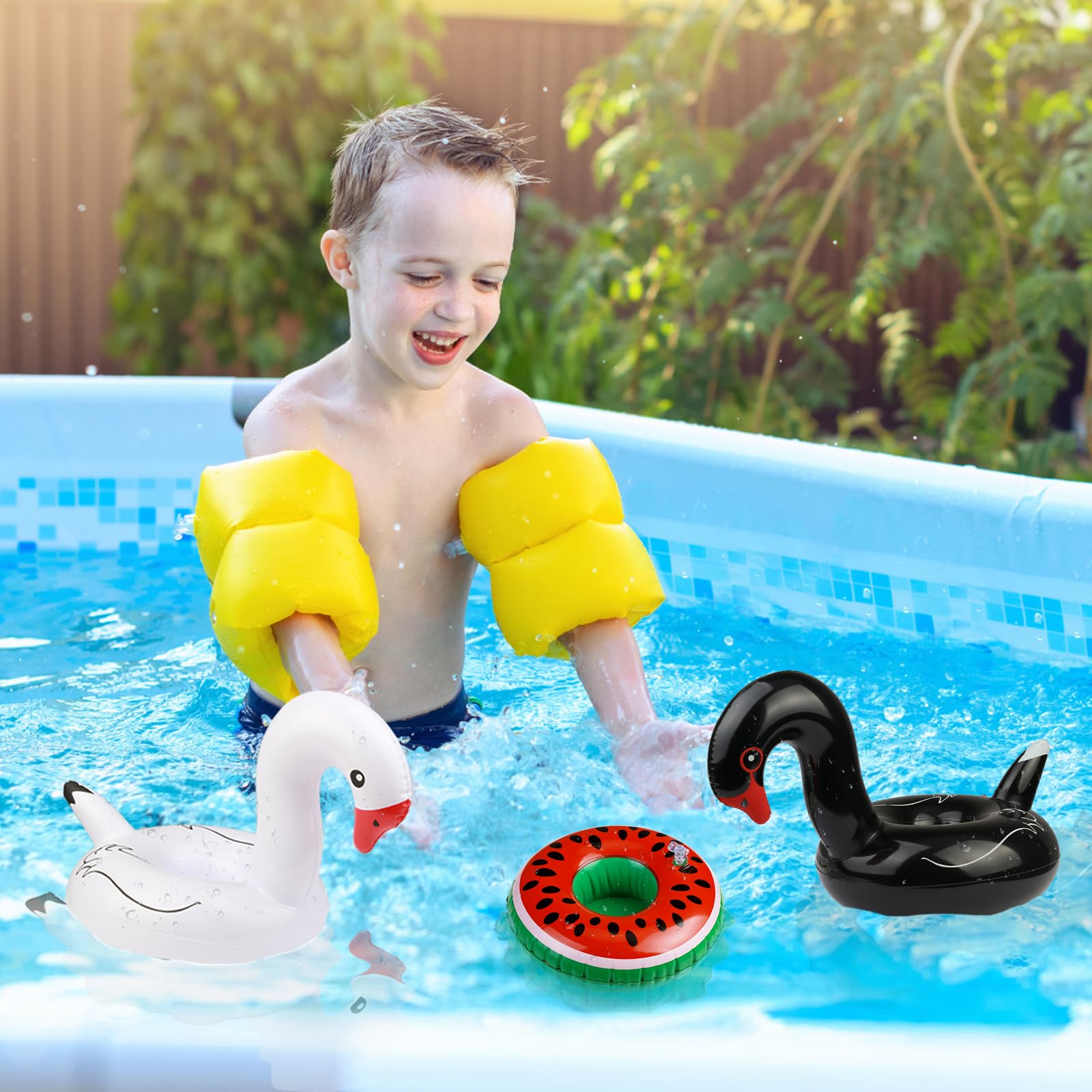 Aufblasbarer Schwimmender Getränkehalter – 4-Loch-Tablett, 46x46 Cm, PVC, Für Pool & Strand