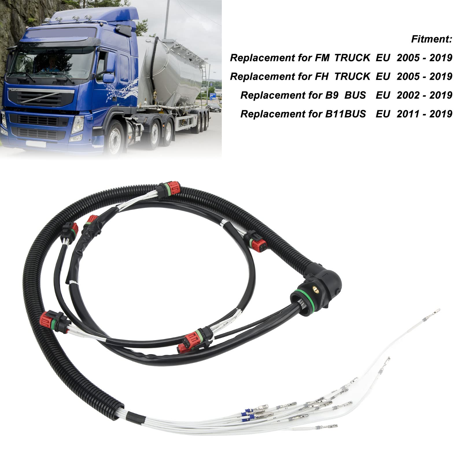Tbest Arnés de Cables del Inyector del Motor, Arnés de Cables del Inyector de Combustible del Motor 22347607 Reemplazo de Alto Rendimiento para FM FH Truck