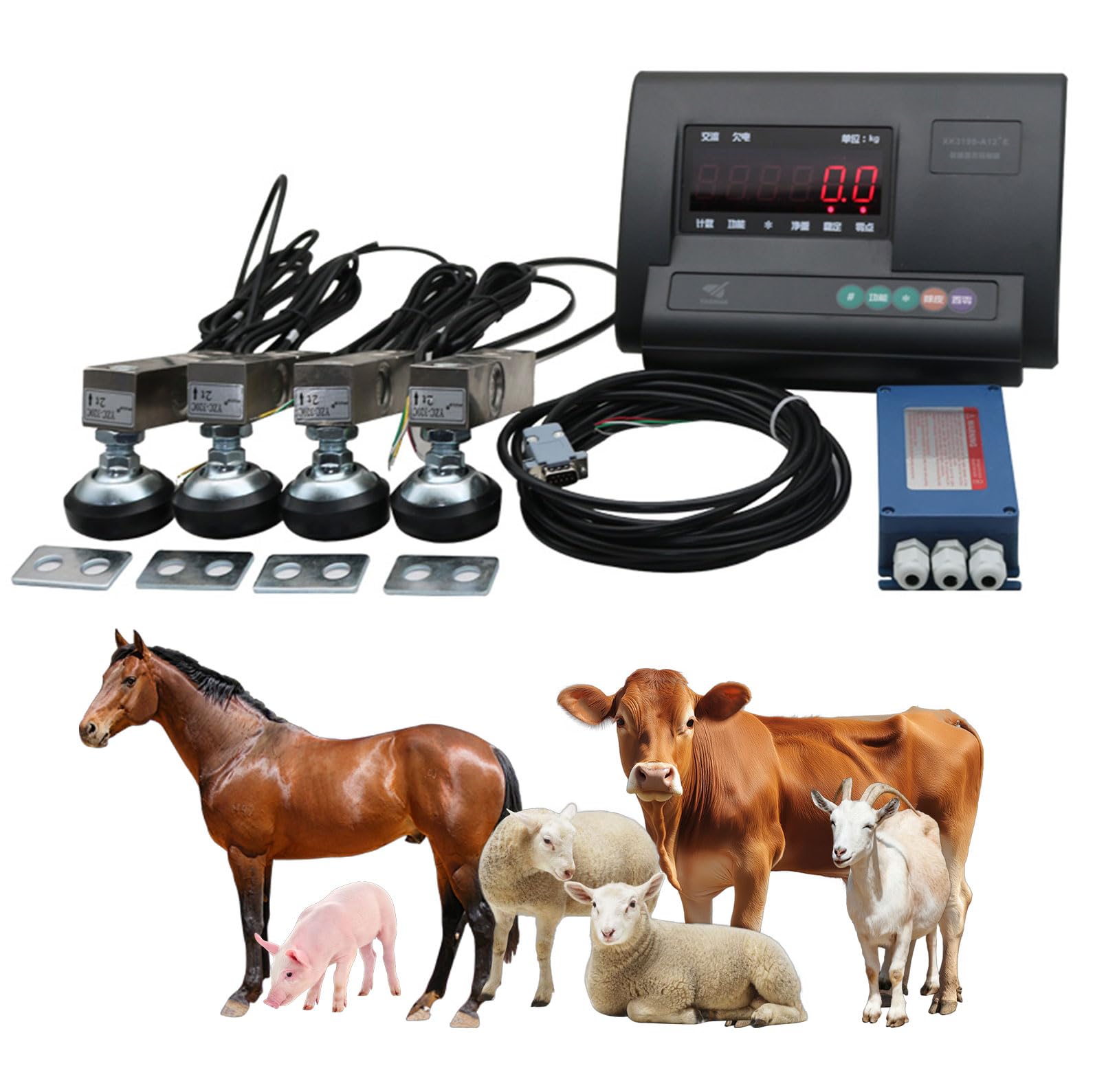 Kit Balance électronique Pour Bétail, Kit Balance Au Sol Haute Précision Pour Bovins, Moutons, Porcs, Chèvres, Chevaux, Indicateur Pondération Avec écran Lcd Rétroéclairé