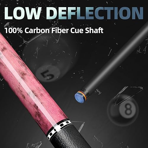 Miniatura 8 de KMISE Taco de piscina de fibra de carbono, eje de fibra de carbono 100% de 58 pulgadas, palos profesionales de baja desviación para adultos,