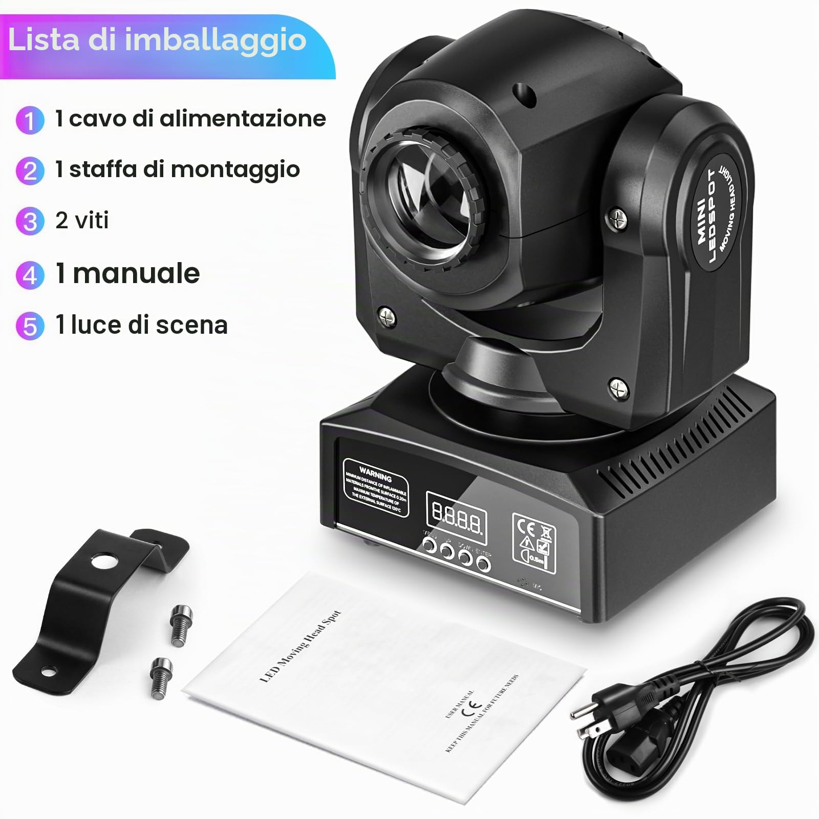 2pcs Mini 30W Lira LED Moving Heads Testa Mobile, RGBW LED Luce di Scena DMX512 9/11CH Controllo Sonoro per Discoteca DJ Party Clubs