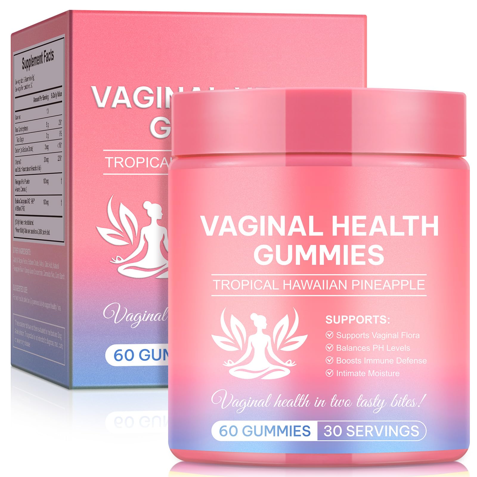 Vaginal probiotics Pineapple Gummies for Women ph–Slippery elm Feminine Balance Gummies,ph Balance probiotics for Women Feminine Care