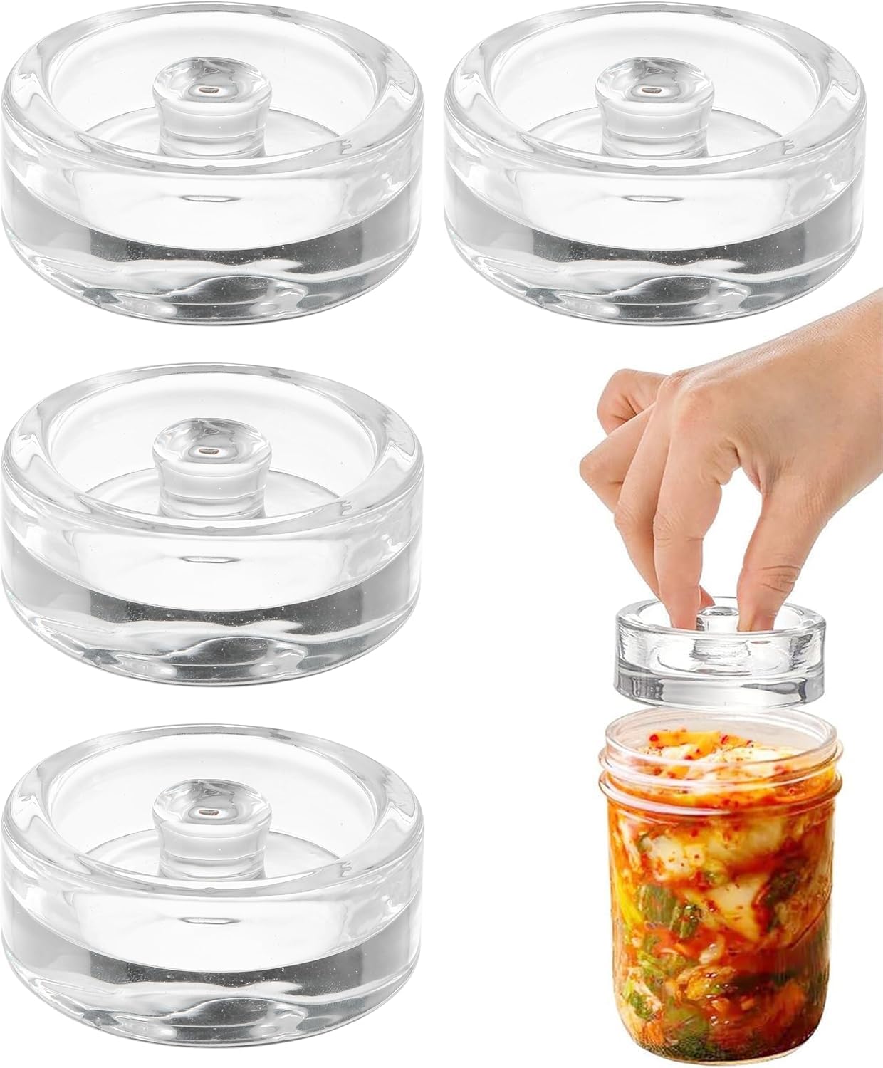 CDDCWZ Set of 4 Fermenting Weights with Diameter 7 cm, Glass Weights for Fermenting Vegetables in Brine, Ideal for Fermenting Sauerkraut Kimchi, Cucumbers and Other Fermented Foods