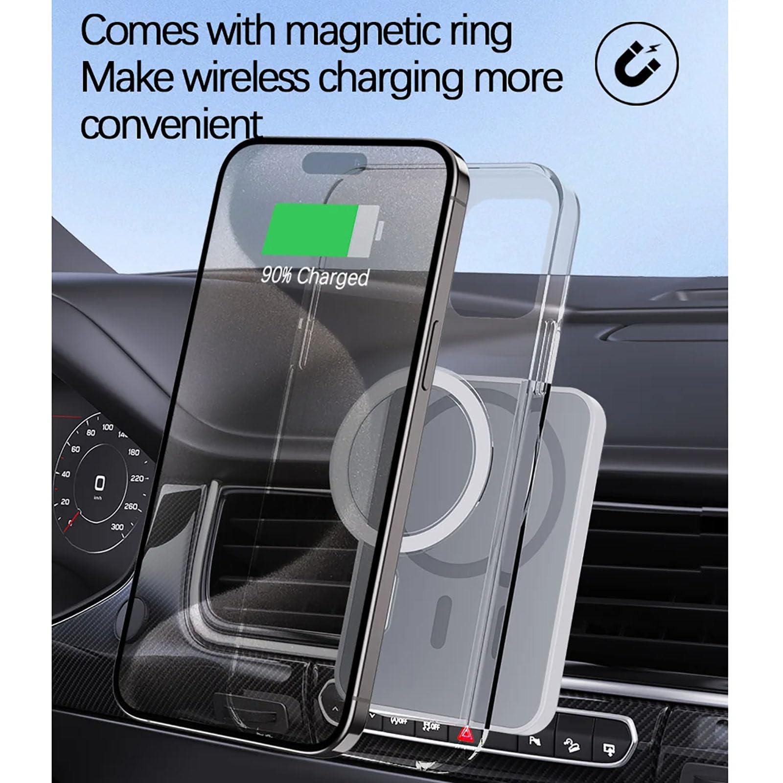Caricabatterie magnetico portatile wireless per auto, rotazione a 360 gradi, design sicuro e stabile, ricarica rapida per smartphone, facile installazione, compatibilità universale