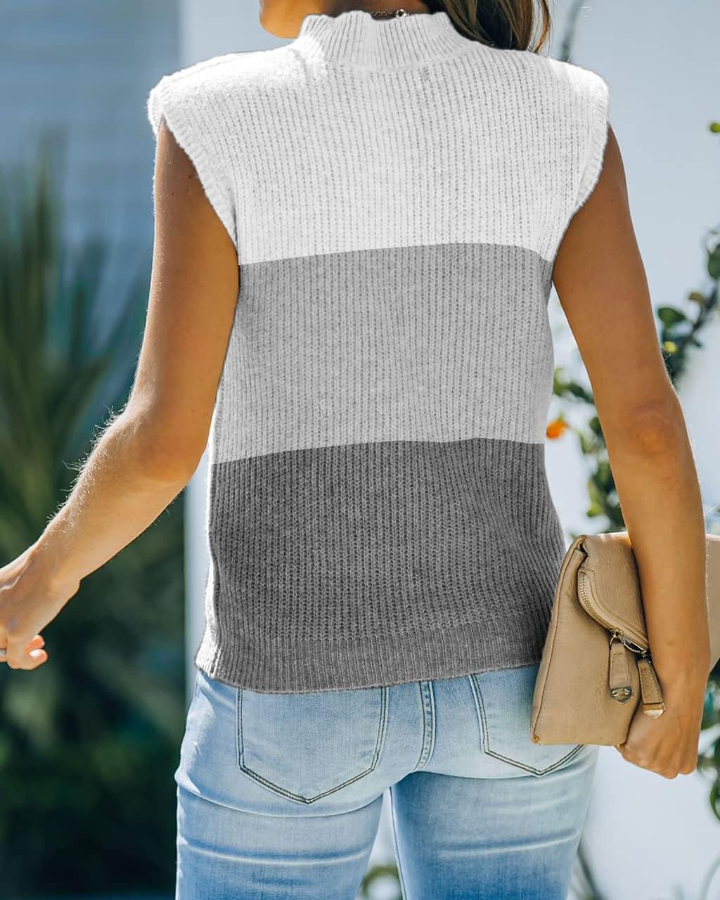 Amarmia Women's Mock Neck Knit Sweater Vest Sleeveless Casual Trendy Summer Ribbed Pullover Tank Tops - Image 2