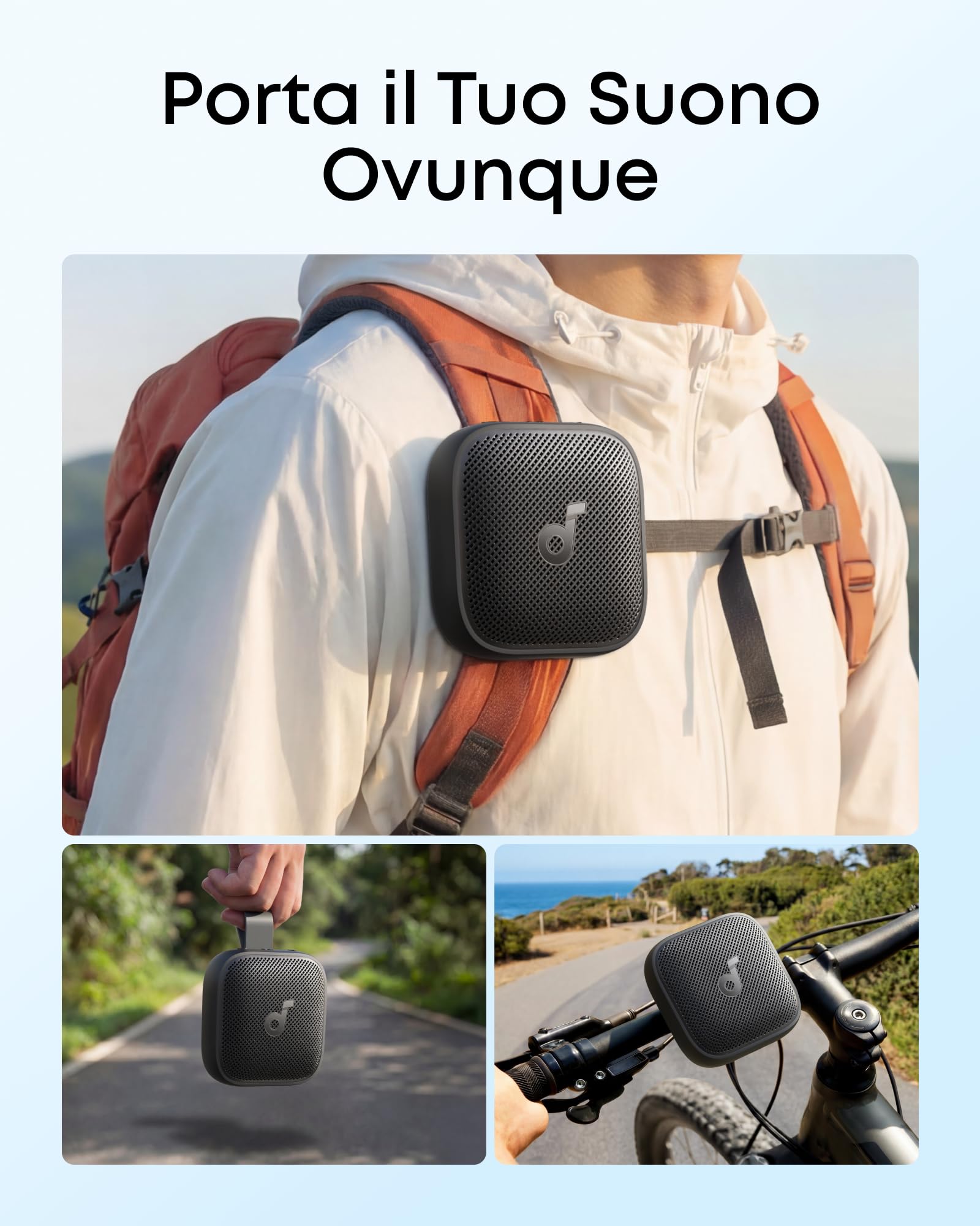 Soundcore Boom Go 3i by Anker, Altoparlante Portatile, Audio 15W, 24H Autonomia, IP68, BassUp 2.0, Ricarica Emergenza, Bluetooth 6.0, Impermeabile per Trekking/Ciclismo/Campeggio (Nero)