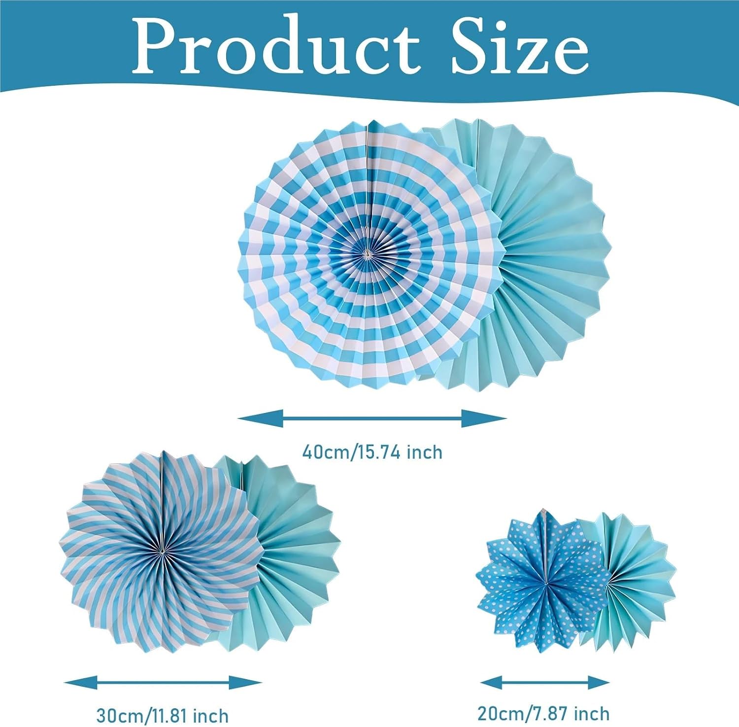 5set*6pcs Fan Flower Hanging Paper Crafts Bedroom Living Room Wall Decor Origami DIY Party Supplies(Blue)