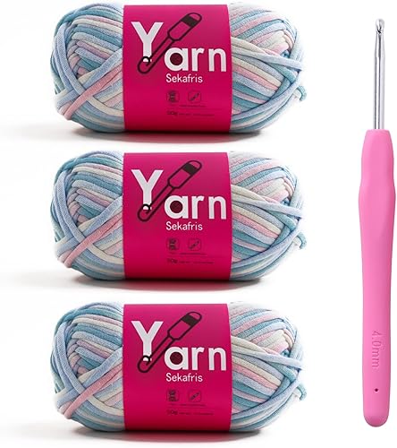 Miniatura 9 de Hilo de ganchillo con hilo de algodón para ganchillo - Hilo de ganchillo para principiantes con puntadas fáciles de ver - Hilo para ganchillo - Hilo