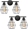 Elibbren 2 Pack Vintage 2-Lights Vanity Wall Sconce Lighting, Farmhouse Rustic Style E26 Base Metal Matte Black Industrial Bathroom Wall Light Fixture for Bathroom Vanity Mirror Cabinets