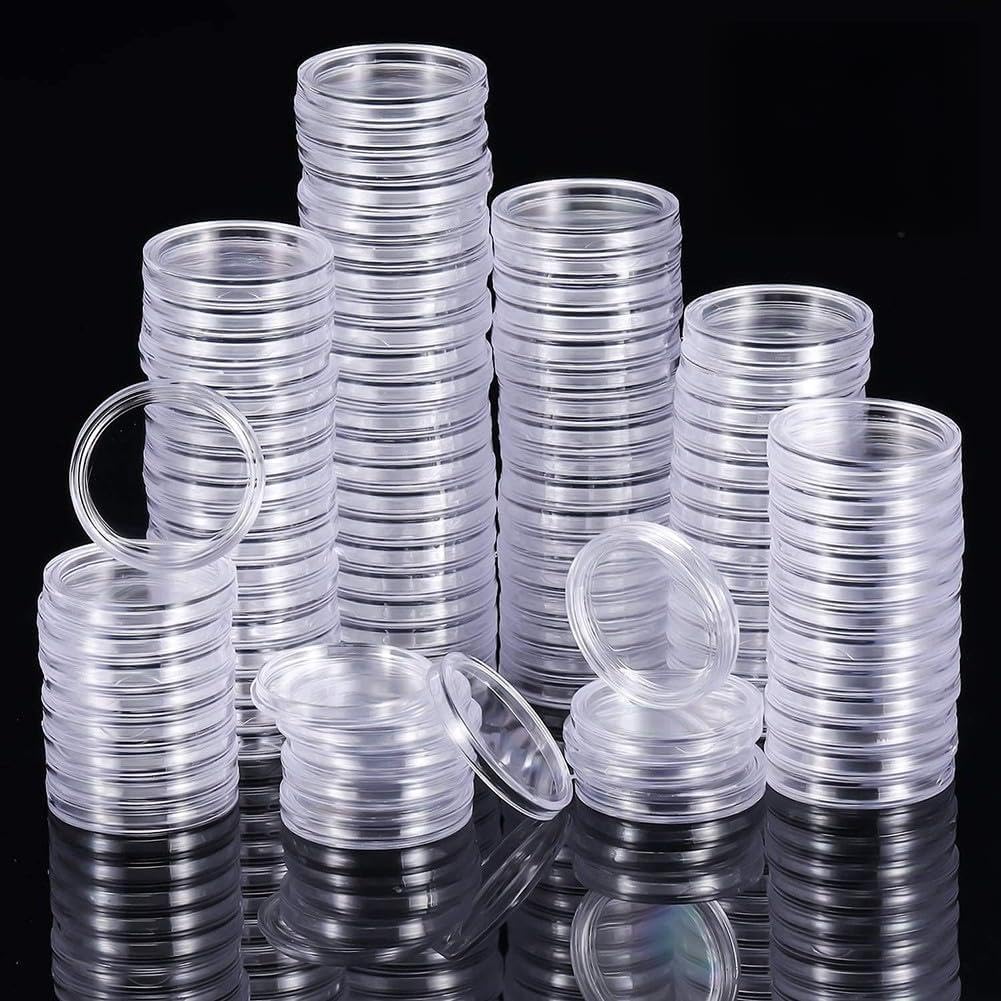 EYVRPAU Lot de 10 capsules,boîtier rond en plastique transparent pour collection de pièces,capsule plastique,rangements pour pièces de monnaie,münzkapseln,40mm (Transparente