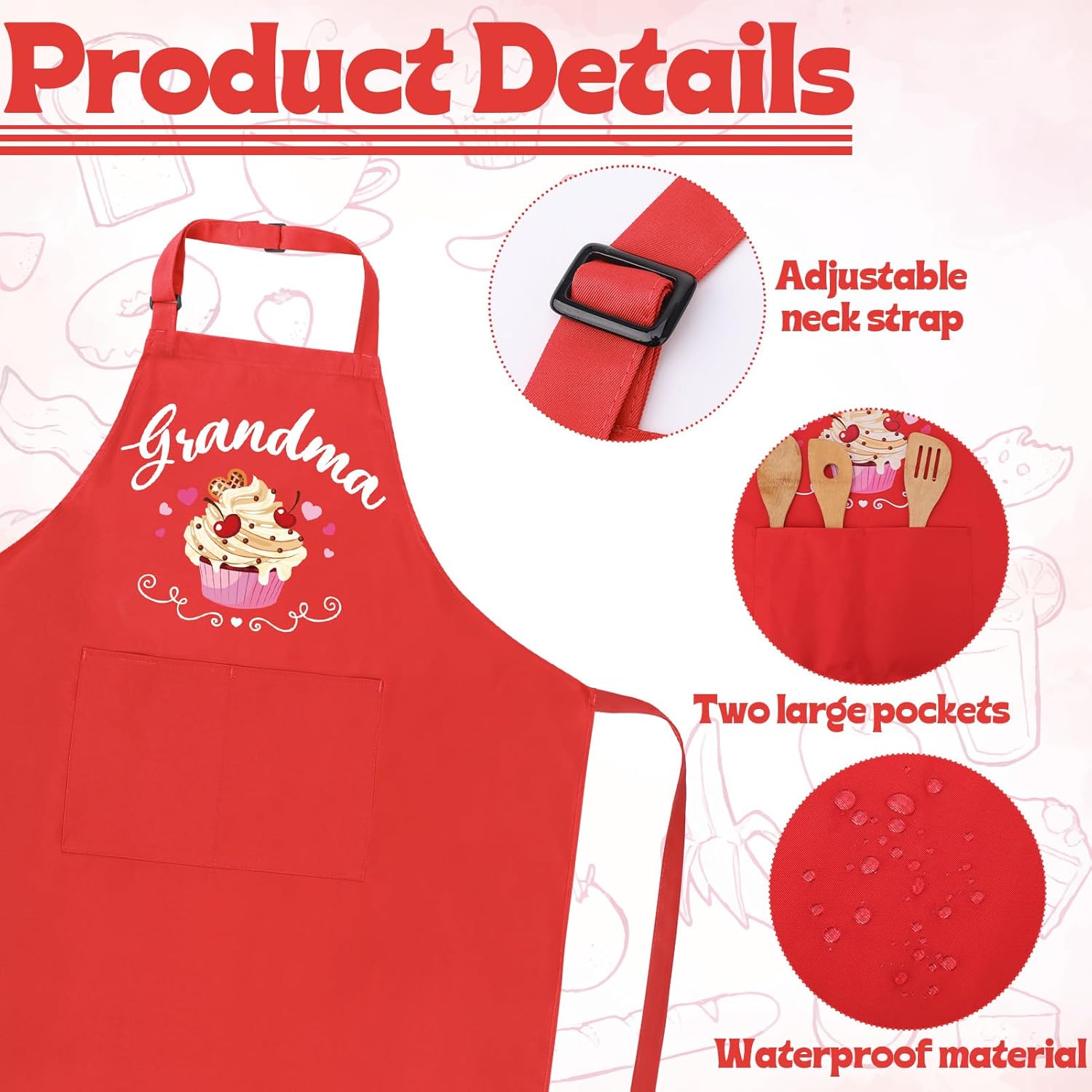 2 Pcs Adults Kids Matching Apron Set, Funny Grandma and Me Aprons, Adjustable Kitchen Apron with 2 Pockets, Grandma and Granddaughter Matching Gift for Cooking, Baking, Painting, Training - Image 3