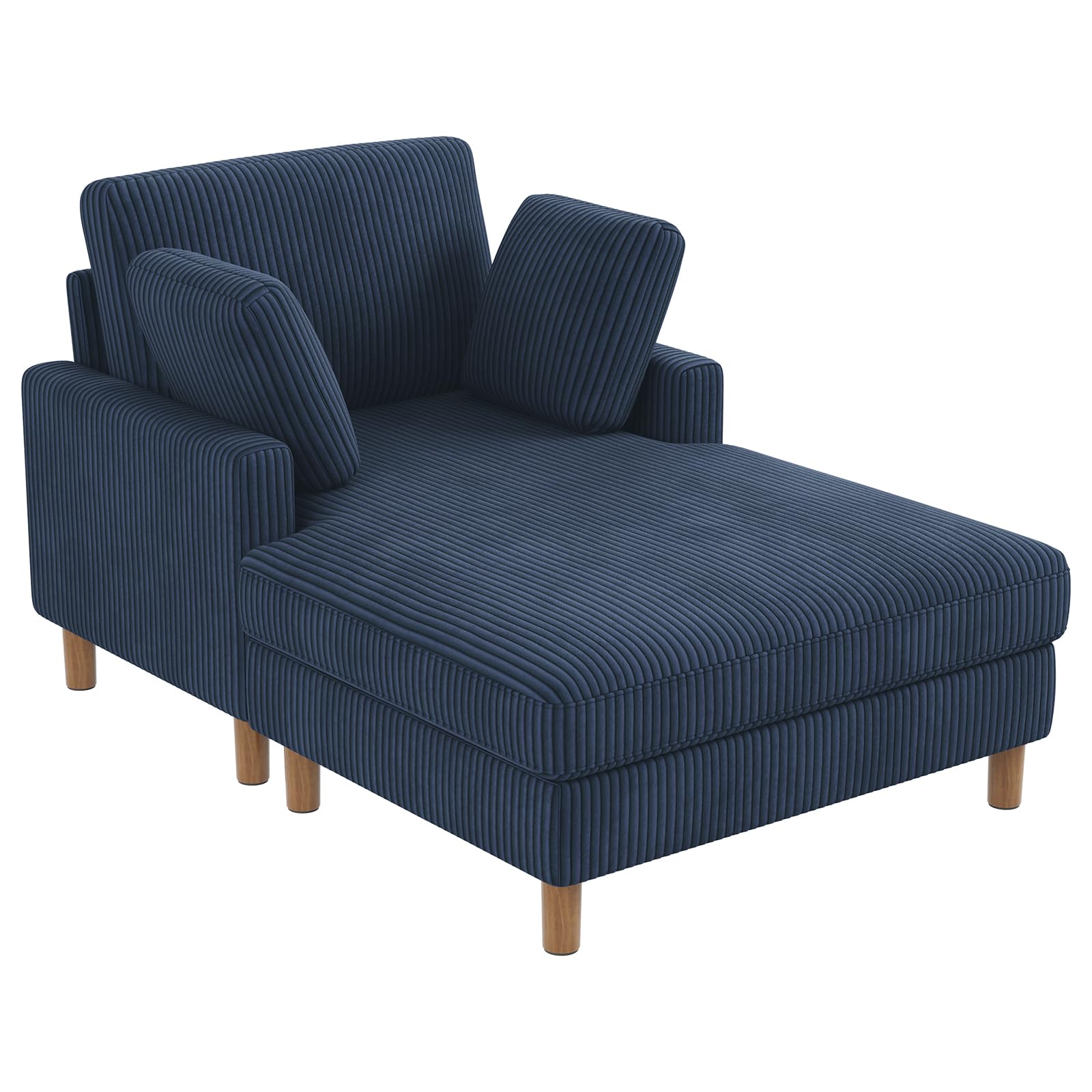 Vesgantti Single Sofa Bed, Corduroy Upholstered 104cm Wide Chaise Lounge Chair Indoor, With 2 Extra Pillows, Perfect For Living Room, Bedroom, Office and Apartment, Tool-free Assembly, Blue