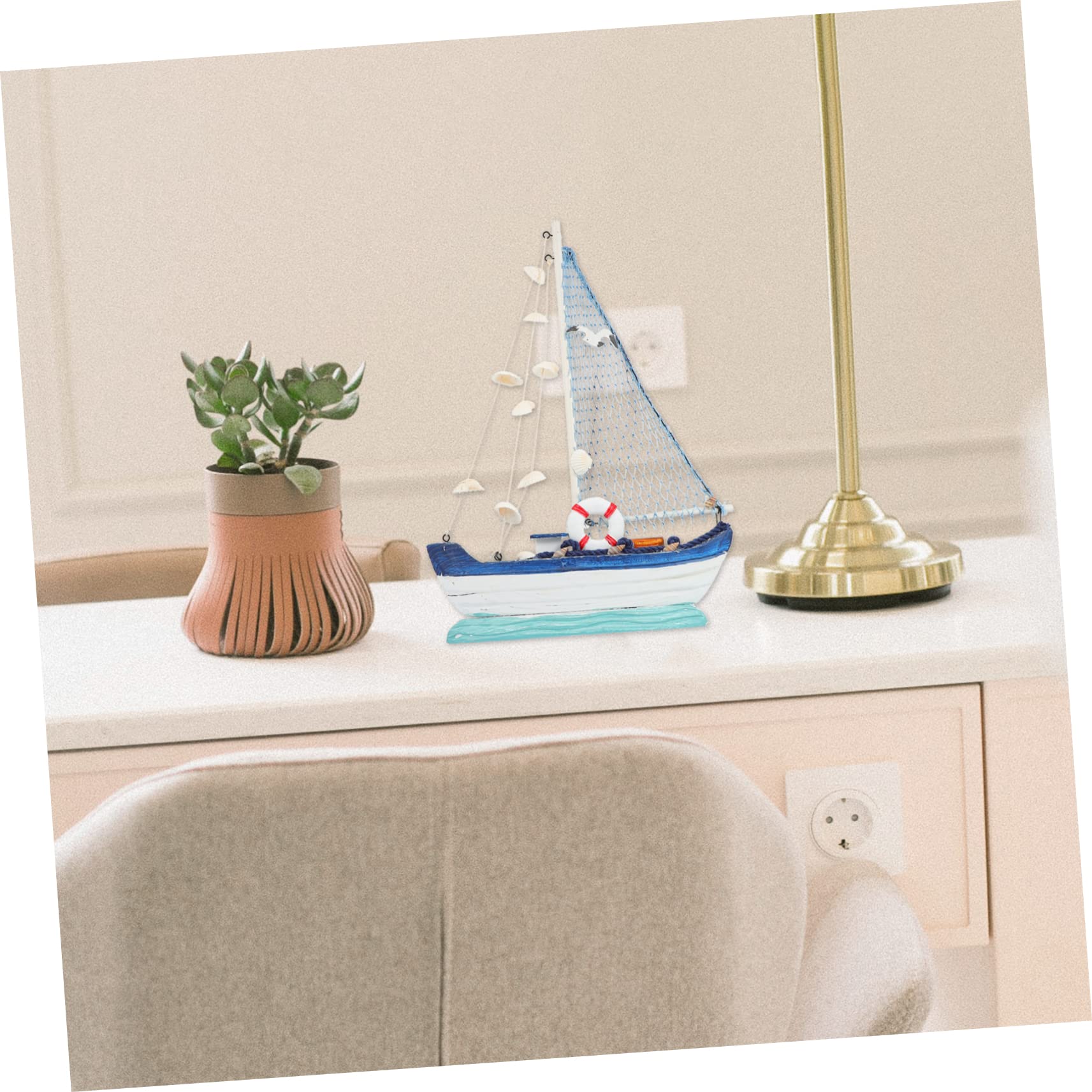 Gadpiparty Maquette Voilier En Bois Sculpté Coquillage, Grosse Taille, Décoration D’ancre Marine, Ornement Nautique Pour Maison, Bureau, Salon, Accessoire Déco Vacances, Pièce Unique