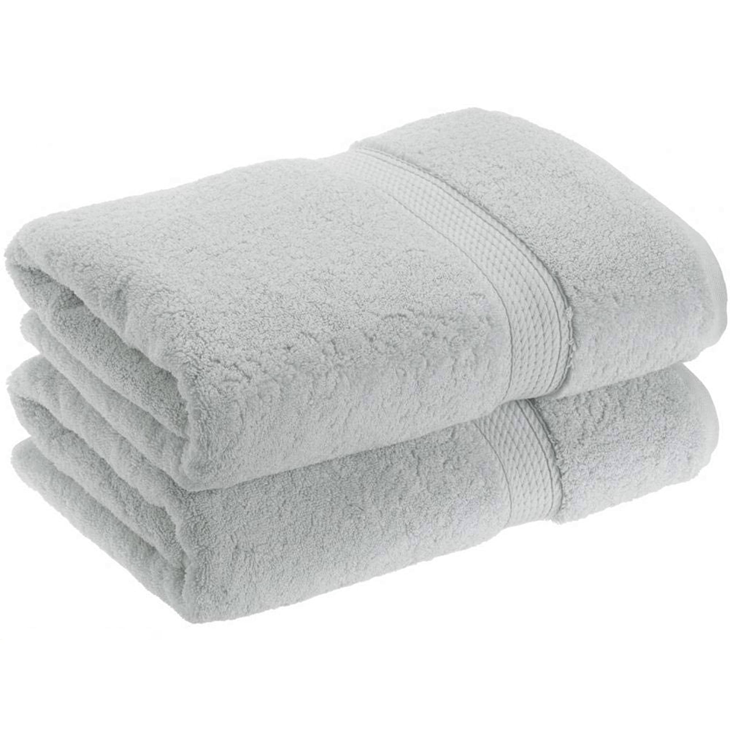 NAUSHA 2 x Super Large Bath Sheets Towels (80 x 140cm) 100% Egyptian Cotton 600 GSM (Silver)