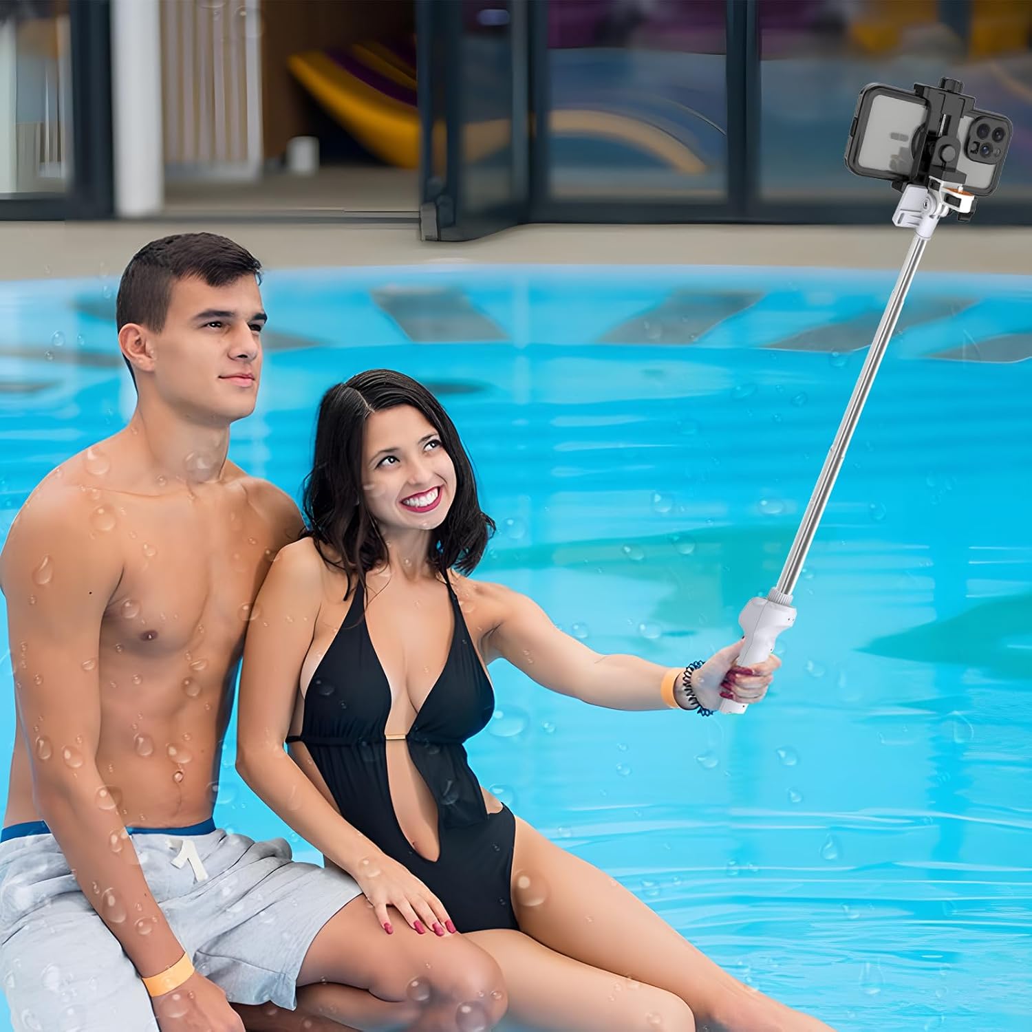 Waterproof Selfie Stick, Extendable Phone Selfie Stick with Wireless Remote Shutter for Skiing/Snorkeling/Surfing, Compatible with All Cellphones