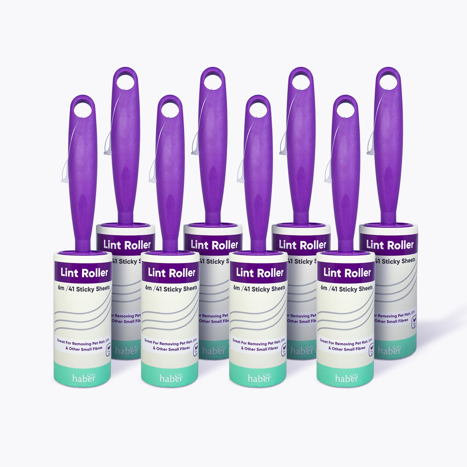 Haber Lint Roller, 8 Pack, Ideal for Clothes, Travel and Pets. Over 300 Sticky Sheets in Total. Multipack of 8 Lint Rollers.