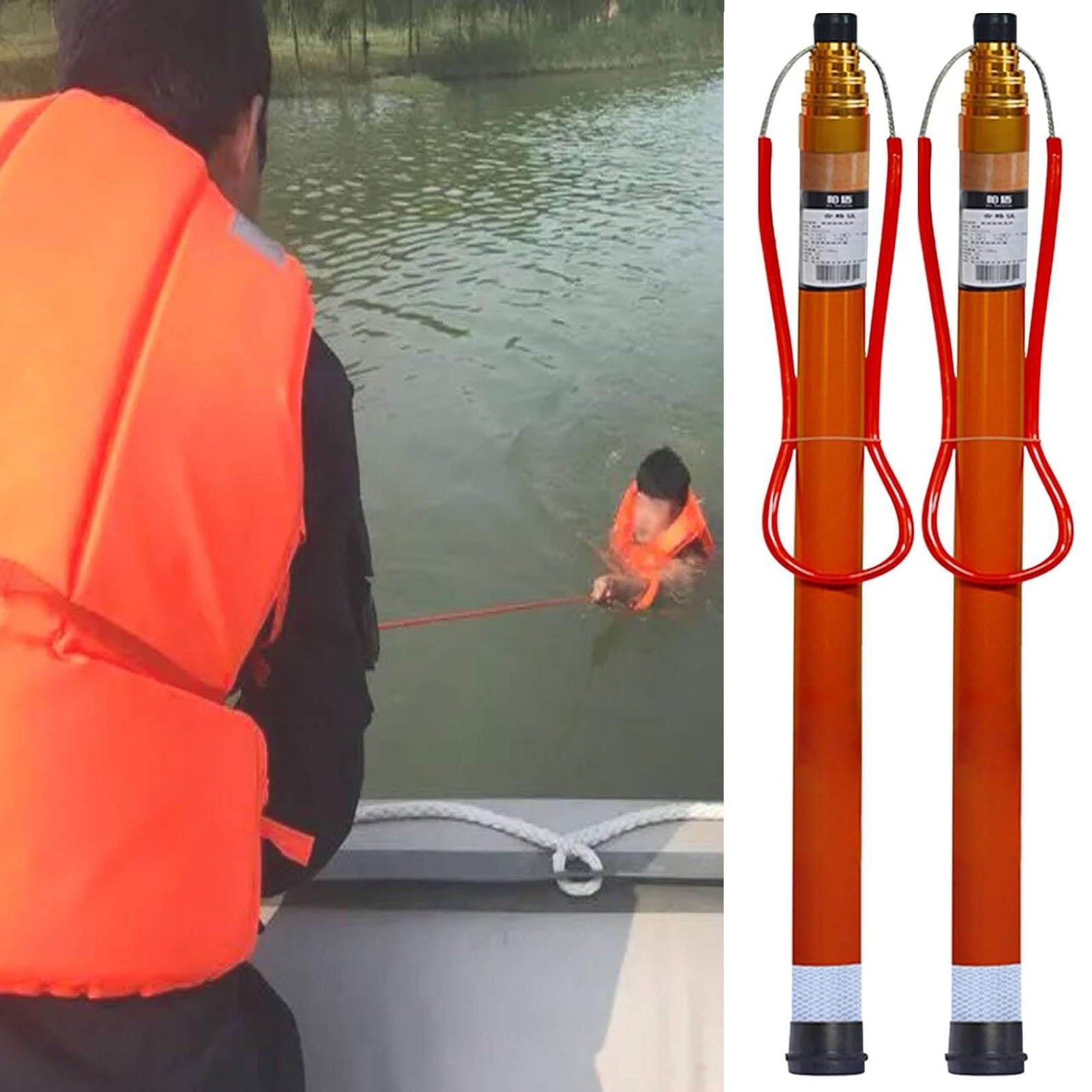 Pértiga telescópica Profesional de Acero Inoxidable de 5,5 m para Rescate en Piscinas: Gancho de Seguridad Duradero para Piscinas, Parques acuáticos, Yates y Zonas costeras. Equipo de salvam