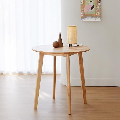 Livinia Canberra - Mesa de comedor redonda de madera de 27.6 pulgadaspequeña mesa de cocina moderna de roble malayo de mediados de siglo (roble