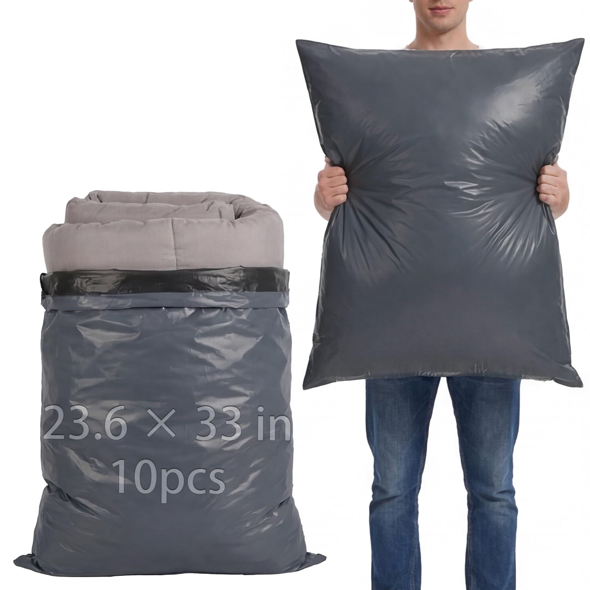 XRXYMQ 10 Pcs Mailing Bags Large 23.6 x 33.1 in 60 x 84 cm Grey