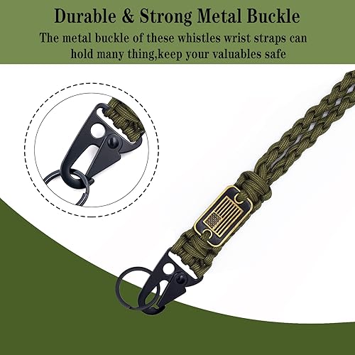 Miniatura 3 de 2 llaveros de cuerda de paracaídas trenzada resistente con bandera de Estados Unidos, collar de cuerda de paracaídas, 2 piezas verde militar