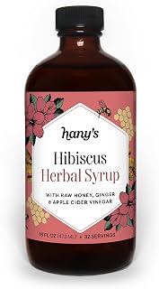 Hany's Harvest Hibiscus Ginger Herbal Syrup – 16 fl oz | All-Natural Wellness Tonic, Apple Cider Vinegar, Ginger, Hibiscus & Lemon | Non-GMO, Gluten-Free, Handcrafted