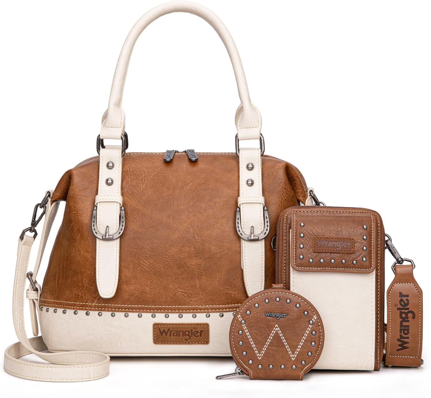Wrangler 3Pcs Doctor Bag Sets for Women Top-handle Satchel Bag with Cell Phone Handbag and Coin Purse