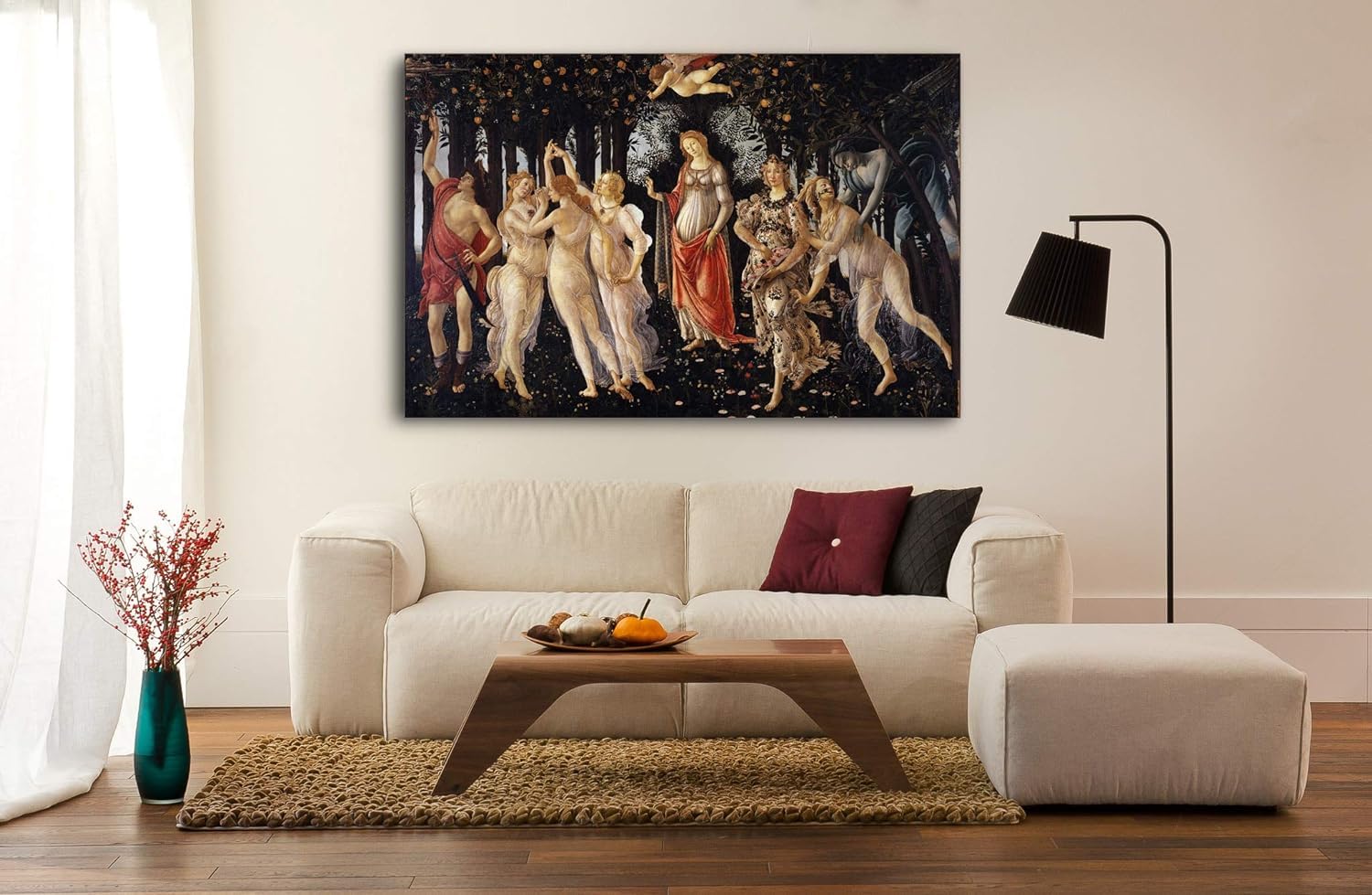 Grafic Quadro La Primavera di Botticelli - Sandro Botticelli Primavera - stampa su tela canvas con telaio in legno - dipinto botticelli (QUADRO CON TELAIO IN LEGNO, CM 160X106)