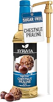 Syruvia Sugar Free Coffee Syrup, Chestnut Praline Flavored Syrup for Drinks, Lattes, and Desserts – 25.4 fl oz, With Pump