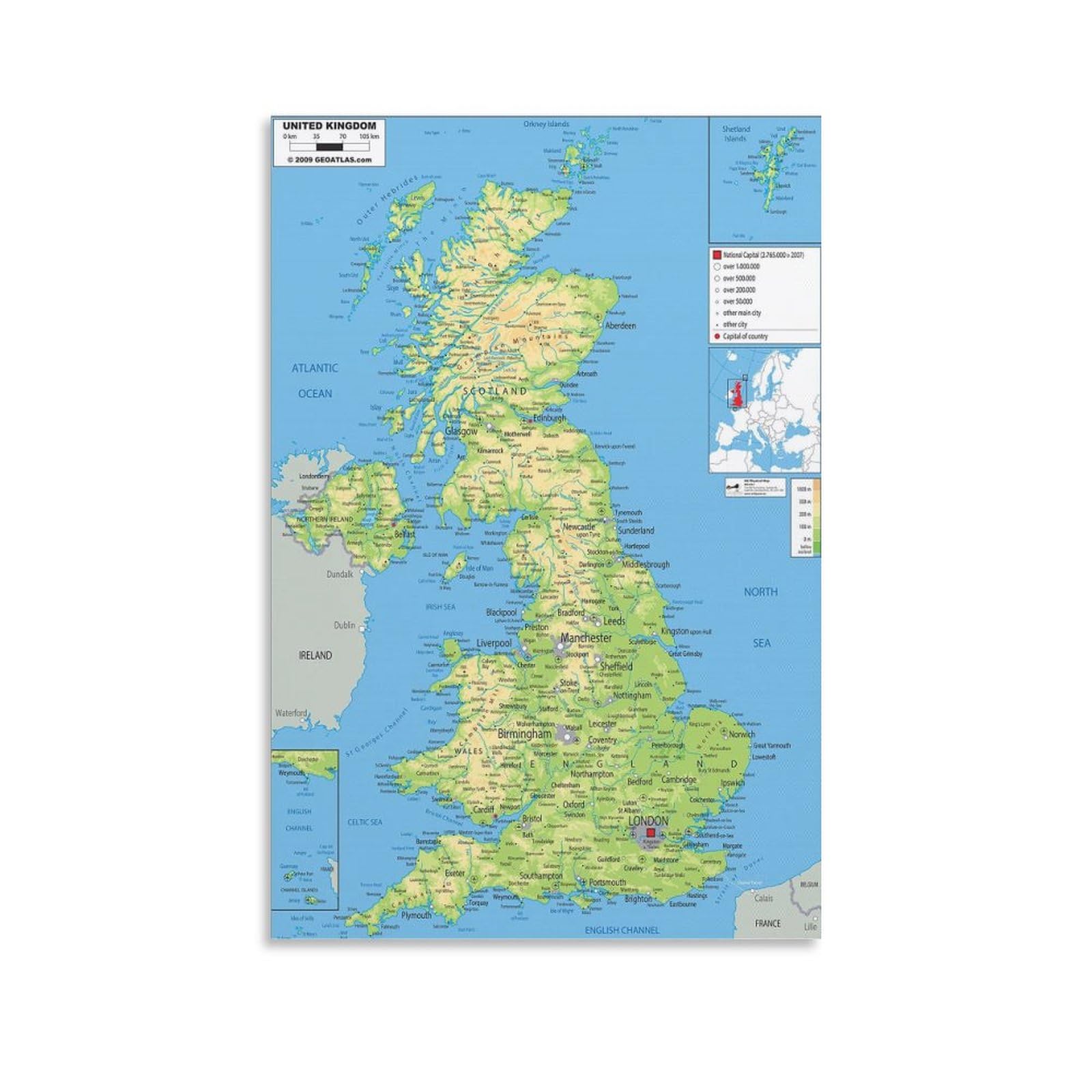 Amazon.co.jp: イギリスの地図ポスター世界地図ポスター キャンバス