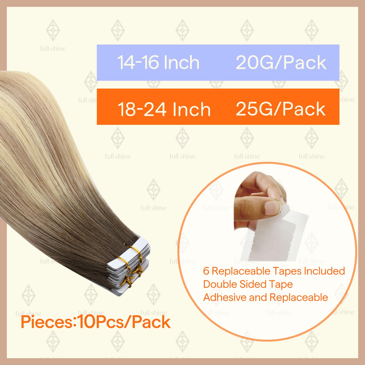 Amazon.com : Full Shine Intact Tape ins Human Hair 