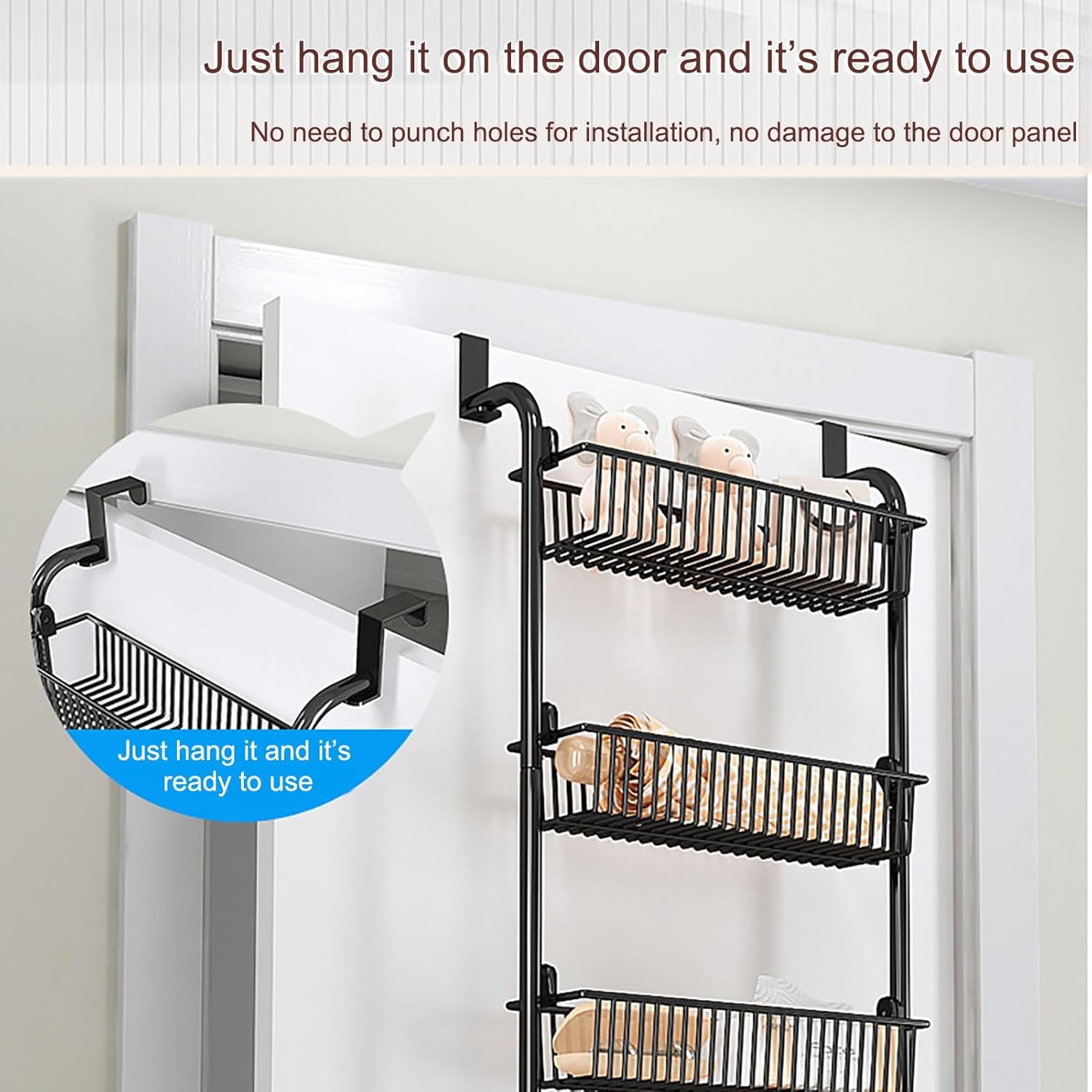 JHDXL 4/6-Tier Over The Door Organizer, Pantry Organization and Storage, Bathroom Organizers and Storage, for Small Space, Bathroom, Kitchen, Laundry(43 * 16.5 * 106cm/17 * 6.5 * 42in)