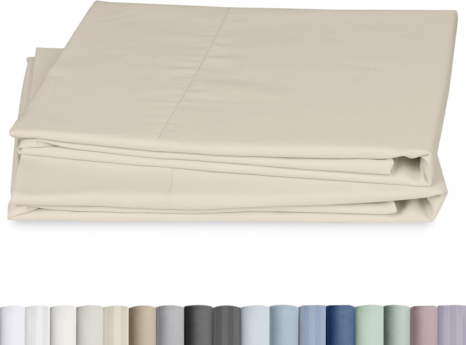 California Design Den 100% Cotton Standard Queen Pillow Cases | Soft 100% Cotton Sateen Backed by Good Housekeeping Seal, Fits Standard & Queen Pillows, Side Opening 4" Hem - Beige