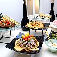 Vista 3 de LIANYU Juego de 9 utensilios grandes dorados para servir, 9.8 pulgadas, acero inoxidable, para bufé, banquete, catering, cucharas de servir, juego