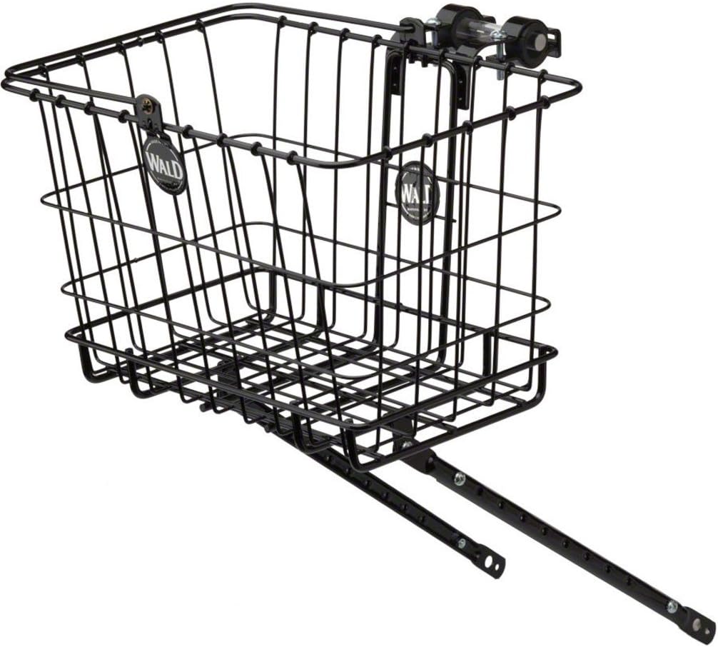 Wald Small Multi-Fit 3133 Front Handlebar Bicycle Basket w/Rack Combo (Black)