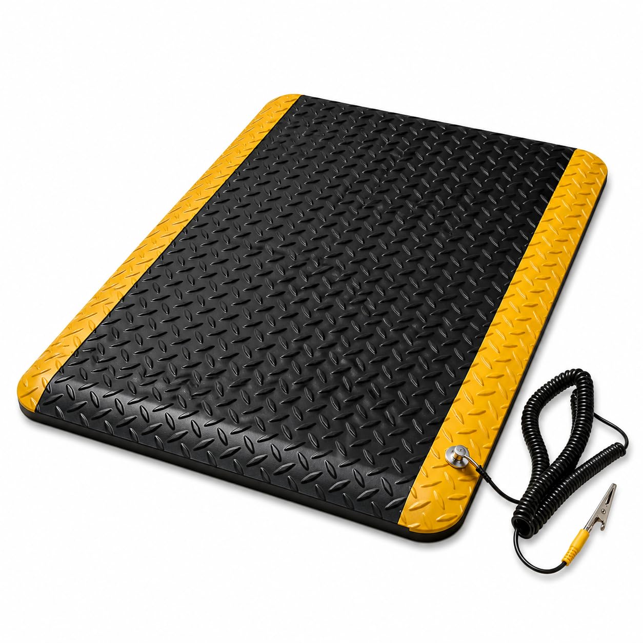 2 x 3 ESD Anti-Fatigue Conductive Mat Durable Heavy Duty Diamond Plate Non Slip Waterproof Floor Mats for Commercial&Industrial Work Thick 34 with Yellow Border product thumbnail 2